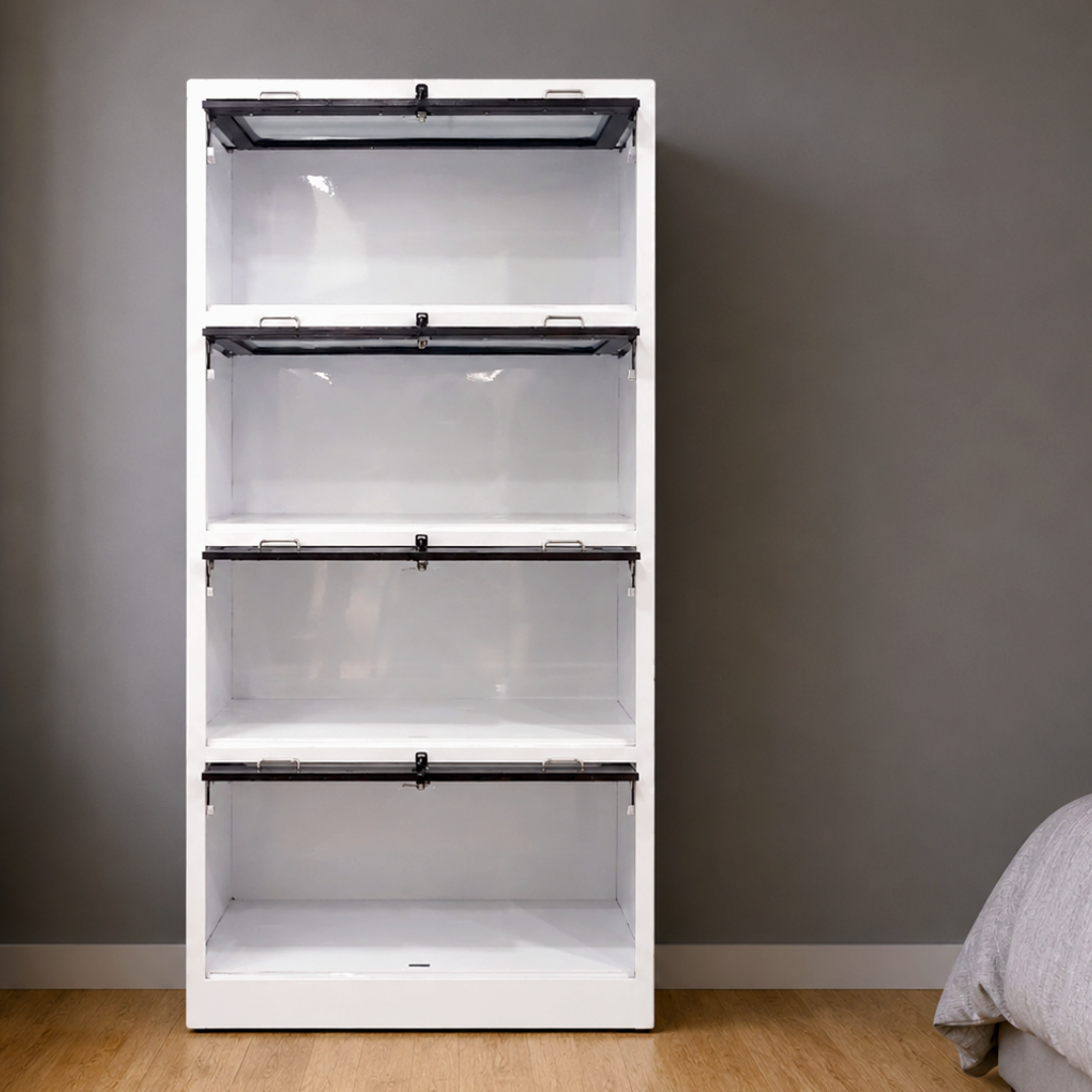 Secure-X 4 Tier Lockable Bookshelf – open view