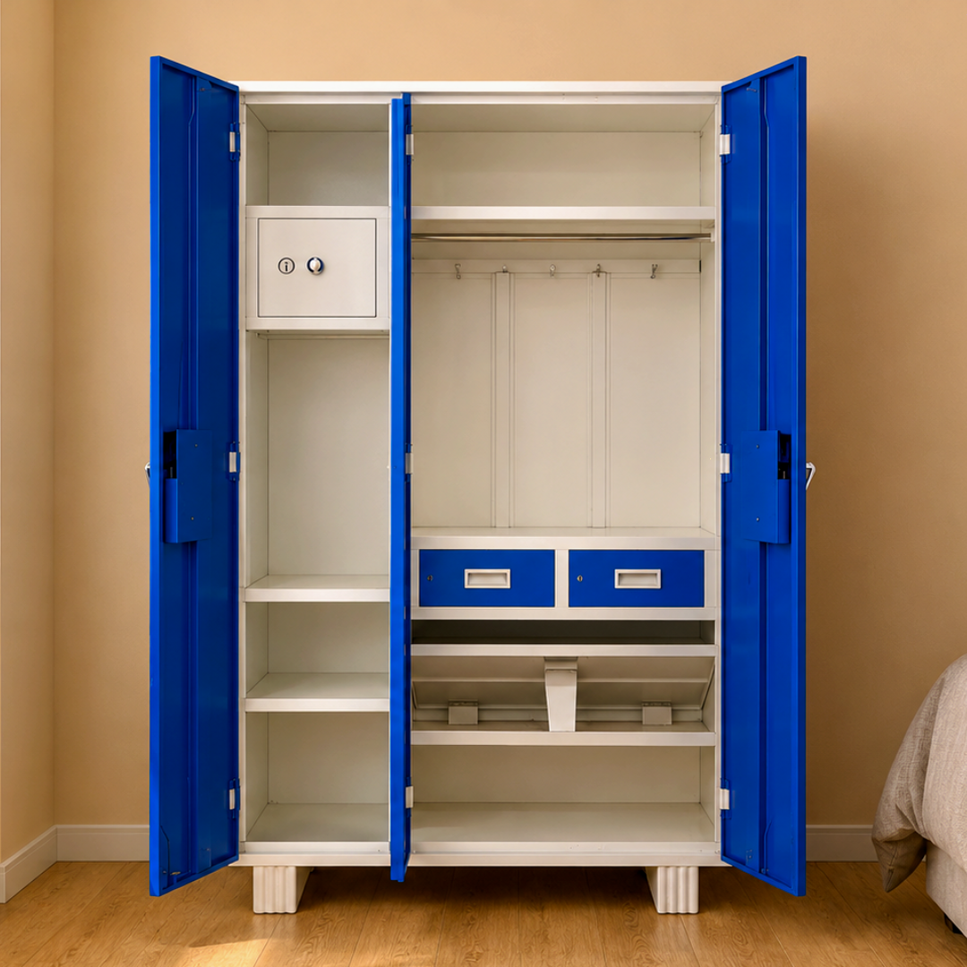 Secure-X 3 Door Steel Wardrobe (4001) | Home Steel Almirah – open view